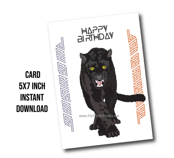 Whitman And Daughter Black Panther Geburtstagskarte | 12,7 X 17,8 Cm | Aquarell-Design