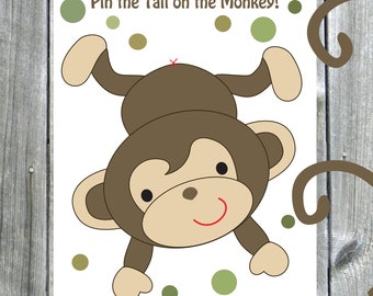 GAME Pin the Tail on the Monkey Birthday Party Game Instant  DOWNLOAD You PRINT