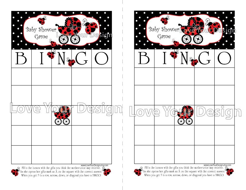 Ladybug BINGO Game Baby Shower Pdf File INSTANT DOWNLOAD Etsy