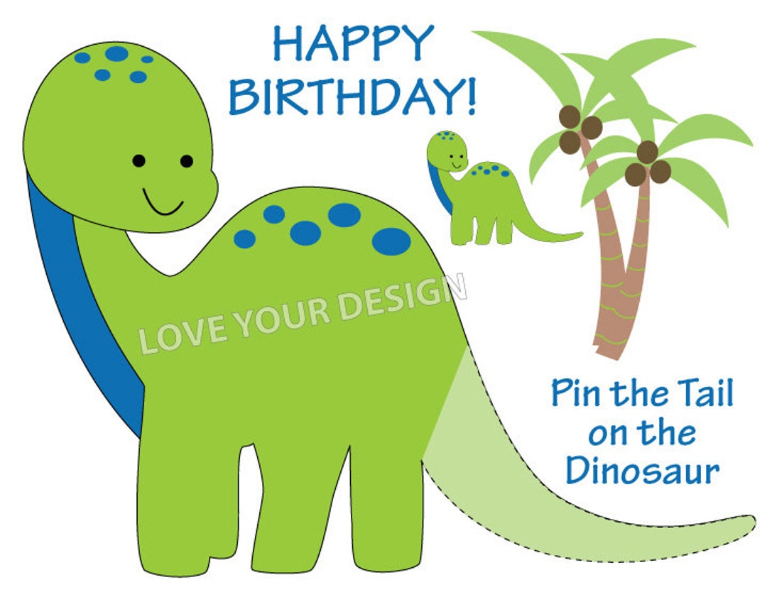 JOARHONAL Pin The Tail on The Dinosaur Game - Dinosaur Birthday Party Games  for Kids Boys Watercolor Dinosaur Party Supplies with 24 PCs Tail Stickers