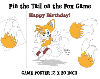 Sonic GAME Pin the tail on the Fox Birthday Party- INSTANT DOWNLOAD - printable digital jpeg files
