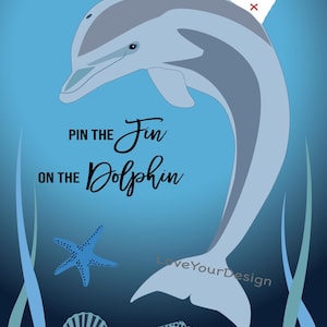 GAME Pin the Tail on the Dolphin from Dolphin Tale birthday game - Digital jpeg file for INSTANT DOWNLOAD