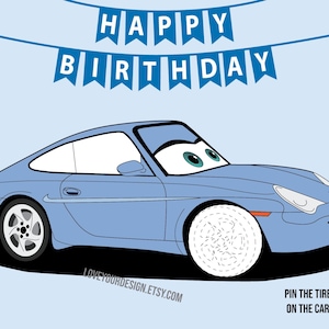 Pin the Tire on the Race Car Birthday Game (Digital Download)