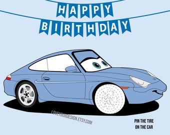 Pin the Tire on the Race Car Birthday Game (Digital Download)