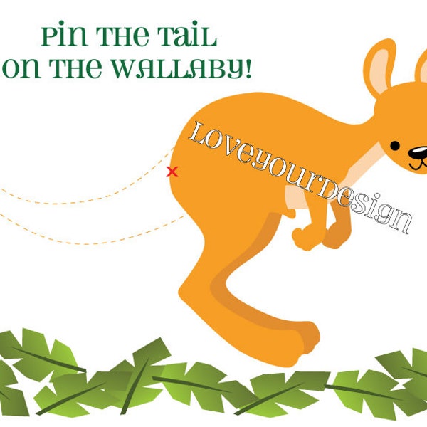 Wallaby Pin the Tail on the Wallaby game & FREE Coloring page Instant DOWNLOAD You PRINT