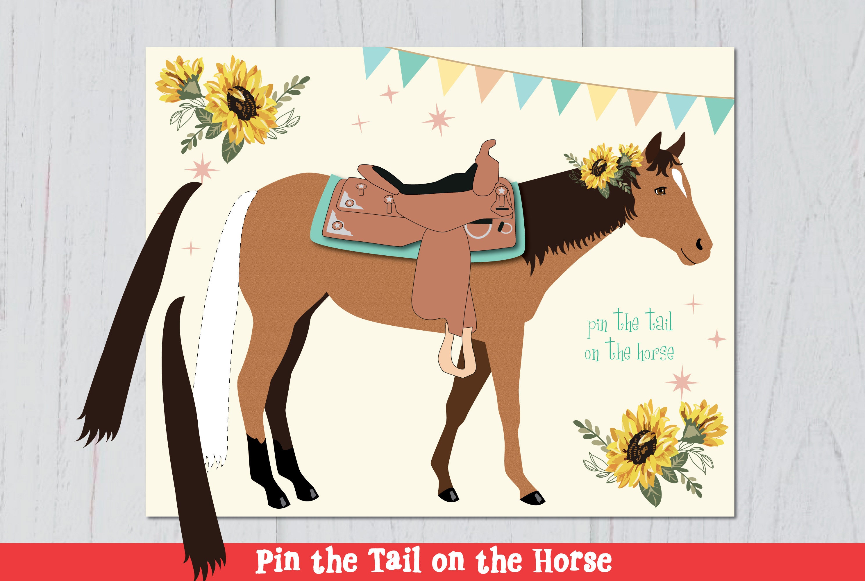 GAME Pin the Tail on the Horse Birthday Game Horse Birthday Etsy
