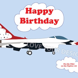 Jet Airplane - Pin the Pilot on the Fighter Jet Birthday Game- DIGITAL INSTANT DOWNLOAD