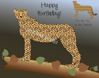 Cheetah - Pin the Tail on the Cheetah Birthday Game INSTANT DOWNLOAD digital files