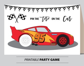 Pin the Tire on the Red Car Party Game (Digital Download)