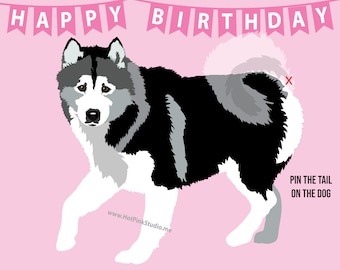 Pin the Tail on the Husky: Birthday Party Game (Digital Download)