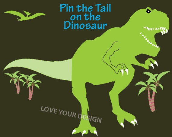 Dinosaur Birthday Game Pin the Tail on the Dinosaur Game 