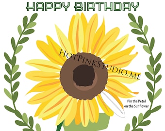 Sunflower Birthday Party Game: Pin the Petal (Instant Download)