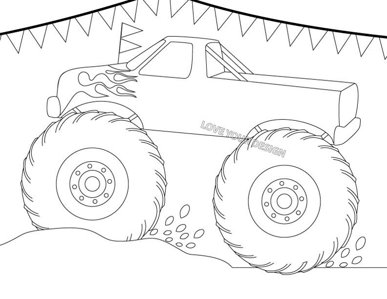 Truck GAME Pin Tire on the Monster Truck Happy Birthday party | Etsy