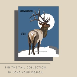 Pin the Tail on the Elk Birthday Game: Stag Party Decor (Digital Download)