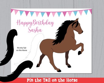 Pin the Tail on the Horse Birthday Game: Horse Coloring Page (Digital Download)