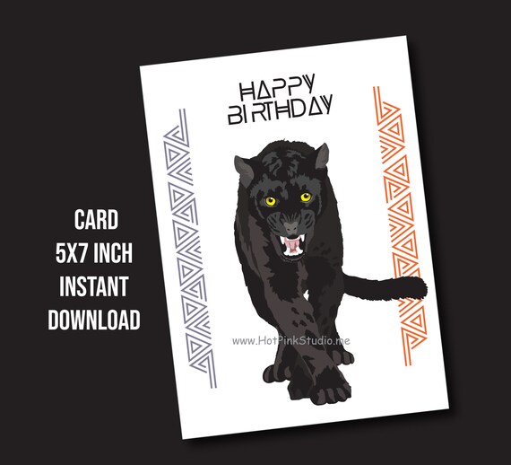 Whitman And Daughter Black Panther Geburtstagskarte | 12,7 X 17,8 Cm | Aquarell-Design