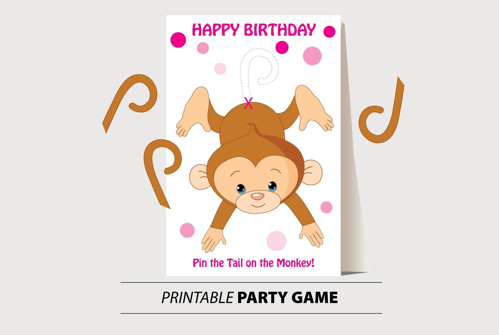 pin-the-tail-on-the-monkey-game-pink-dots-you-print-instant-download-etsy