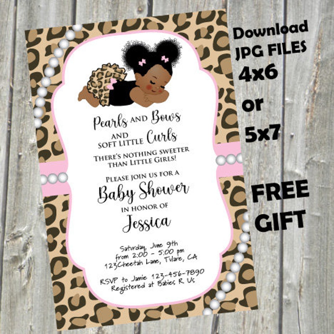Cheetah Baby Shower Invitation, Pink Leopard Print Invitation Princess ...