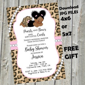 Cheetah baby shower invitation, pink leopard print invitation Princess jungle invitation Safari baby shower invitation, vintage baby, girl