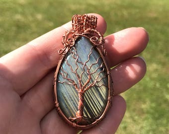 Tree of Life wire wrapped Labradorite pendant