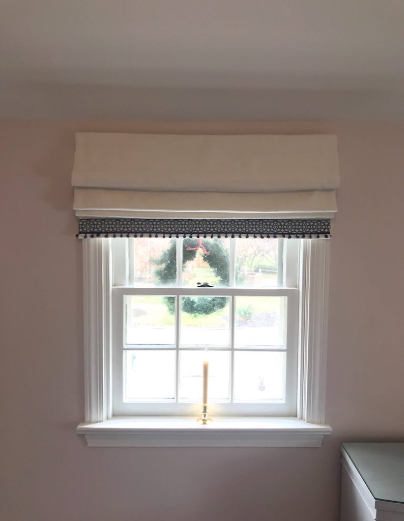 Custom Ribbon Roman Shade Blackout Shades, Fabric Roman Blinds, You provide the fabric of your choice. Blackout Roman Shade Option image 5