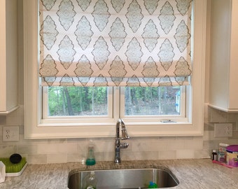 Beautiful Custom Roman Shade! You provide the  fabric of your choice. Blackout Roman Shade Option