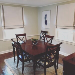 Handmade Window Treatments, Ribbon Roman Shade, Flat Roman Shade, You provide the  fabric of your choice. Blackout Roman Shade Option
