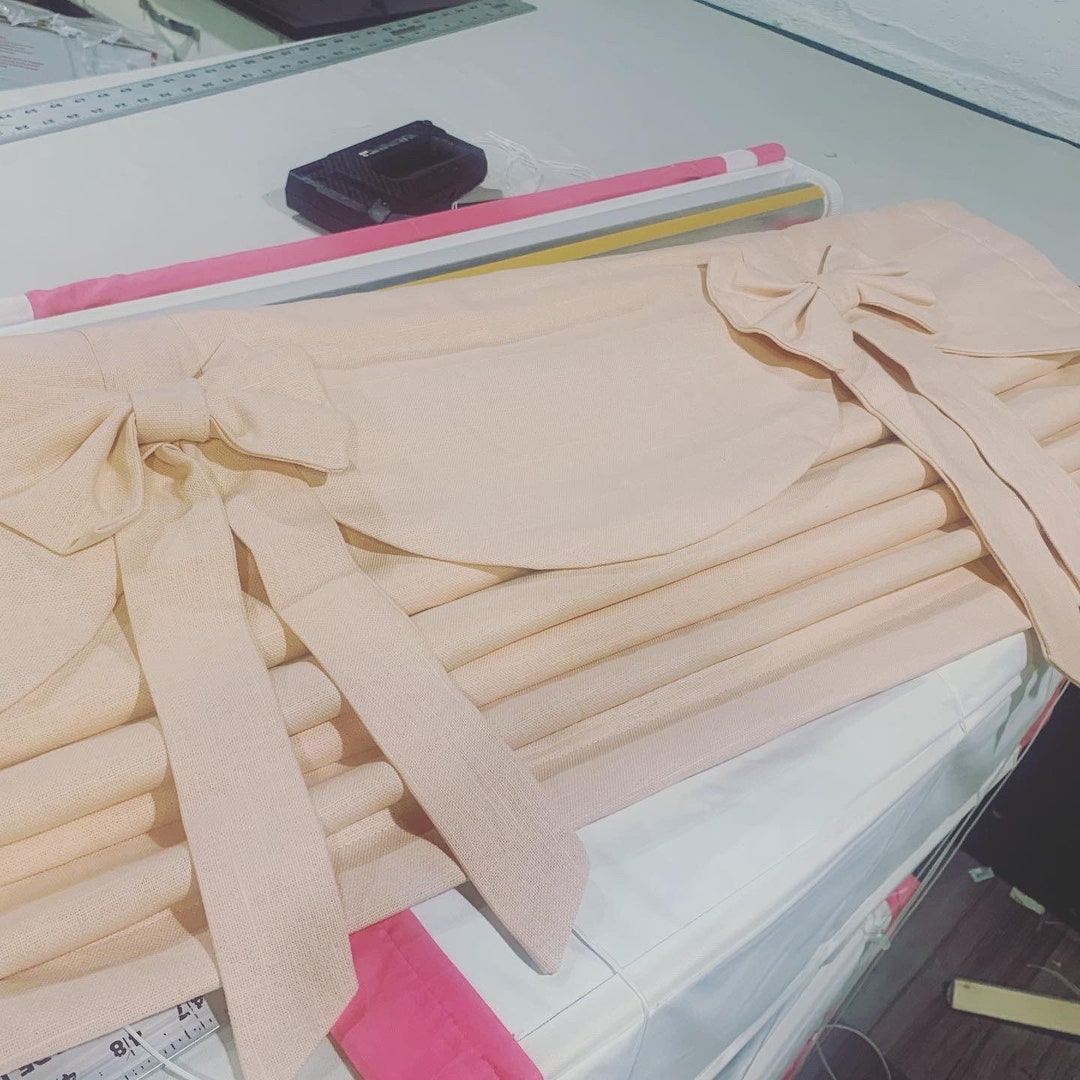 Pink Bow Valance Roman Shade available in Any Color Fabric Any Size