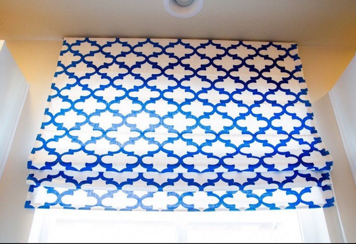 Greek Key Roman Shade Custom Roman Shade Window Treatments Etsy