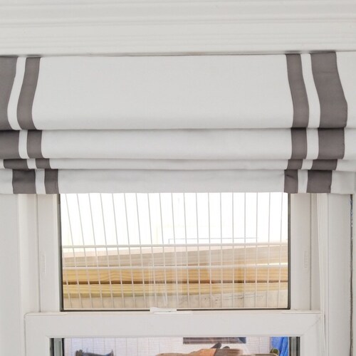 Custom Roman Shade With Grey Trim Etsy