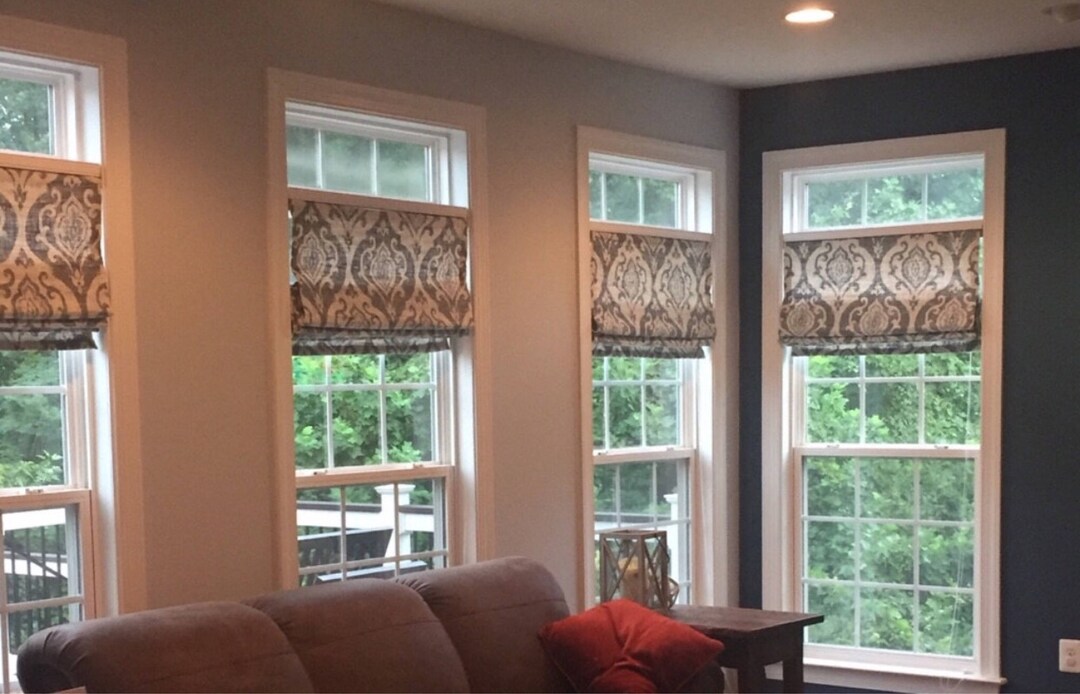 Handmade Custom Roman Shade. Blackout Shades, Customer Supplies Fabric