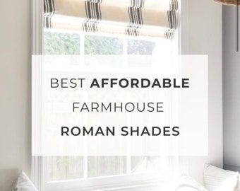 Farmhouse Roman Shade, Striped Fabric Included in Price!  Custom Made Roman Shade, See listing details for size requirements