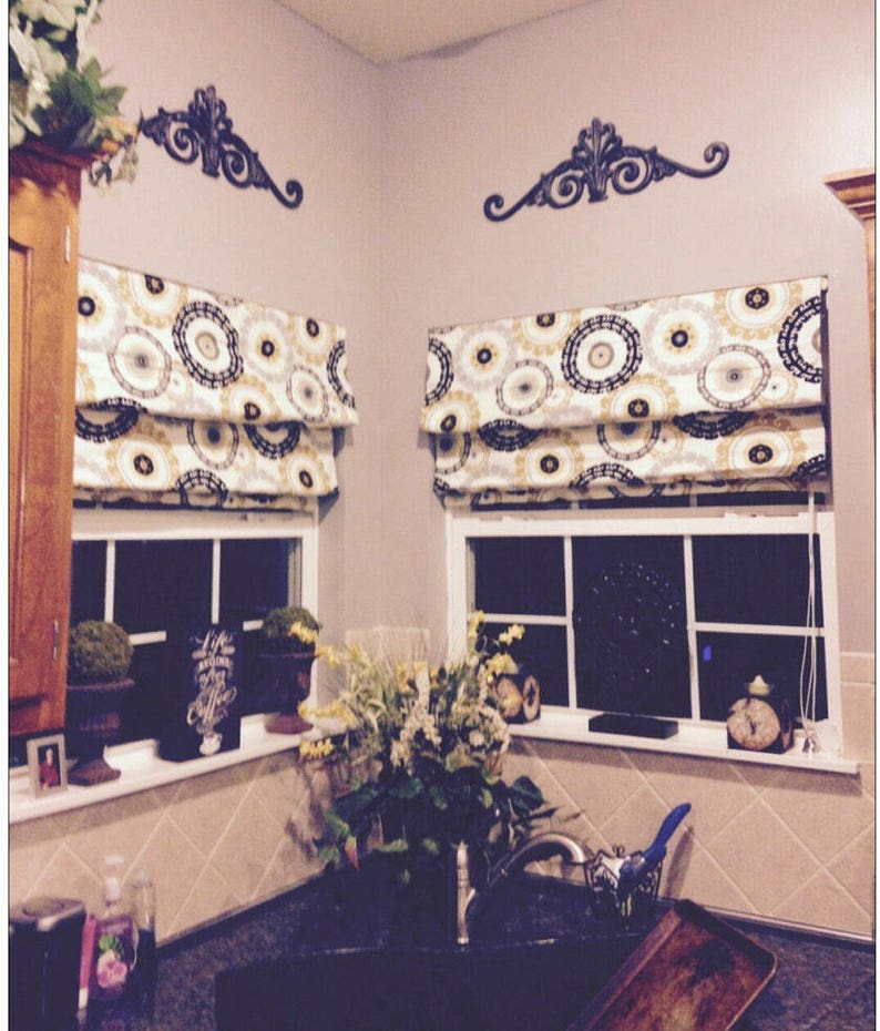 Handcrafted to Any Size Blackout Roman Shade Option Made To Order Kitchen Roman Shade you provide the fabric of your choice