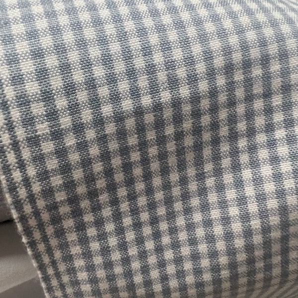 Schumacher Barnet Cotton Check designer fabric. 2 yards remnant. Light blue and white gingham. Price is for 2 yards.