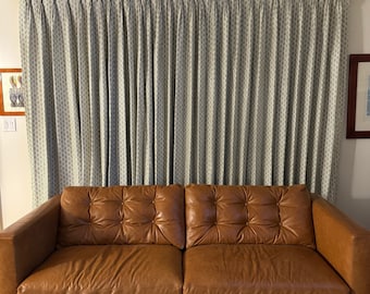 1 Pinch Pleat Curtain Panel. Designer fabric in photo included.  Listing Includes 1 large Panel  125 wide x 96 long