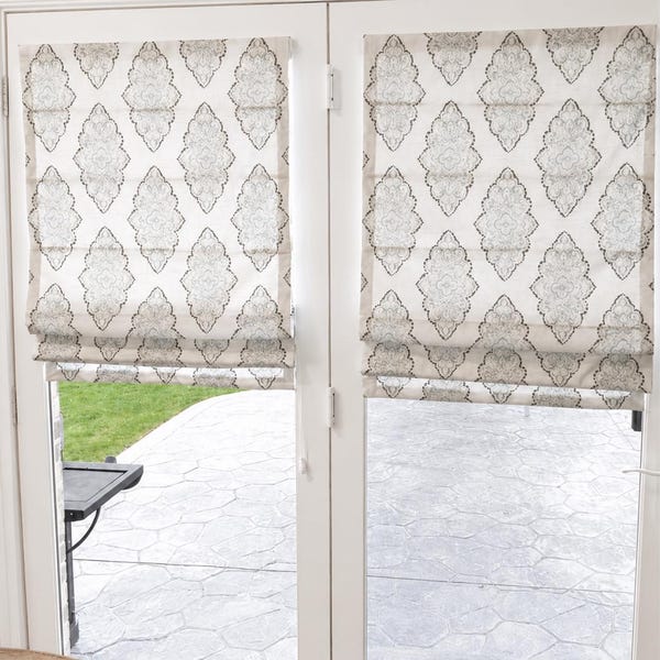 Beautiful Custom Roman Shade, French Door Shades, You provide the  fabric of your choice. Blackout Roman Shade Option