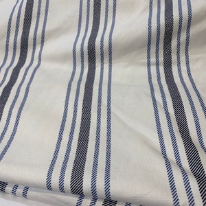 blue and white wide stripe designer decor fabric 18" wide x 68" long