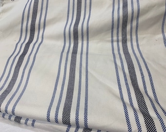 blue and white wide stripe designer decor fabric 18" wide x 68" long