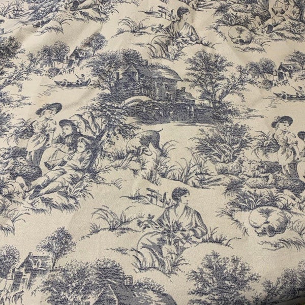 Light Blue Toile Fabric Etsy