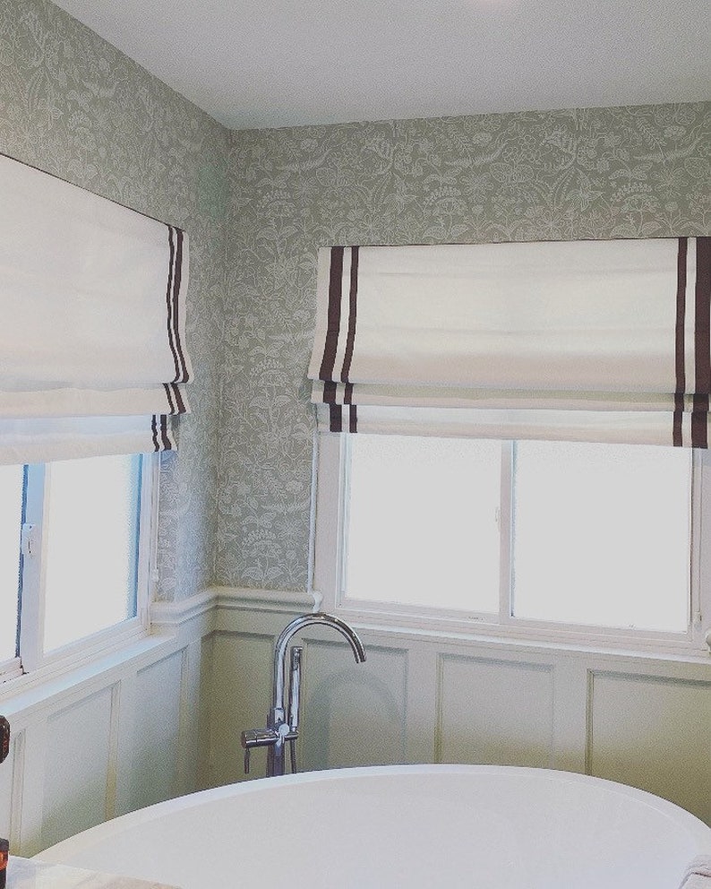 Custom Ribbon Trim Roman Shades Custom Curtains Handmade Etsy