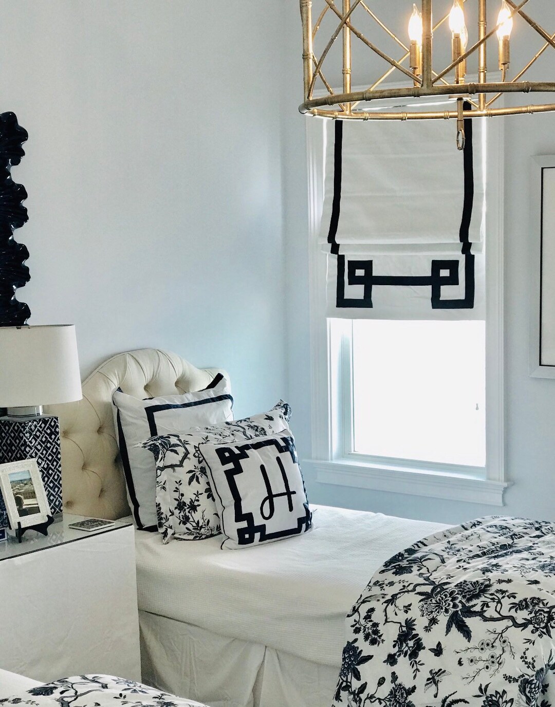 Greek Key Roman Shade Custom Roman Shade Window Treatments Etsy