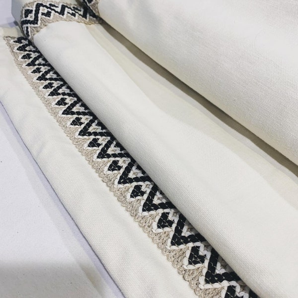 White Roman Shade With Black Trim Etsy