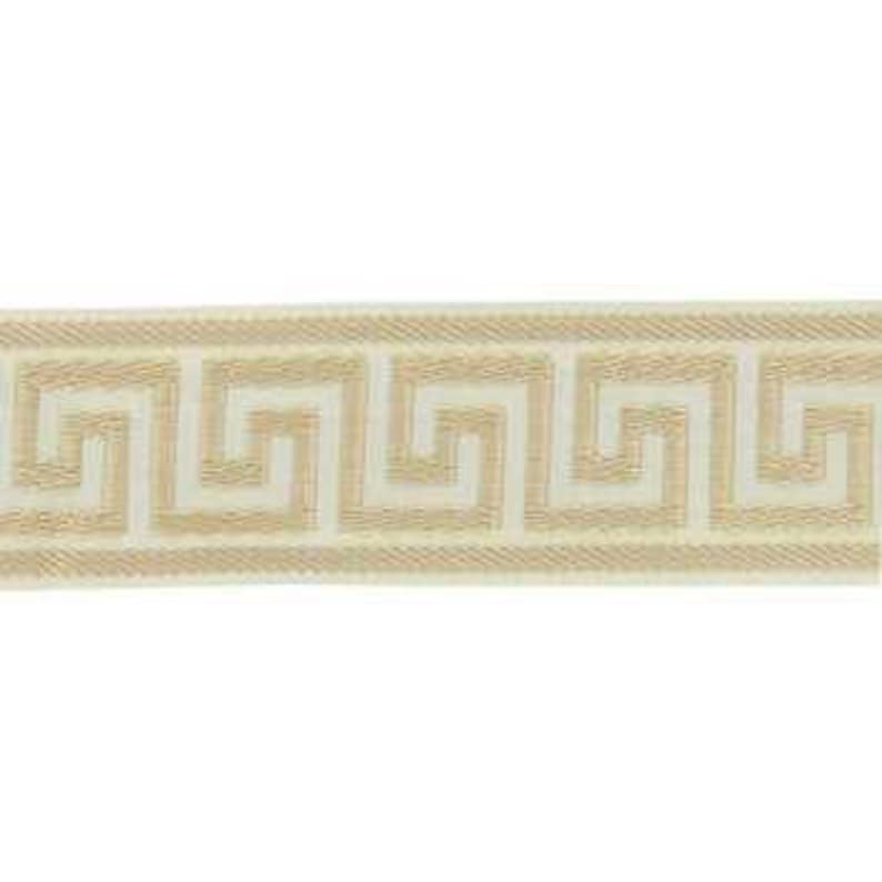 Fabric and Ribbon Included Greek Key Ribbon Trimmed Roman Shade Blackout Shades Ribbon Shades