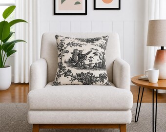 Thibaut Throw Pillow Cover using  Botanical Bird Designer Fabric