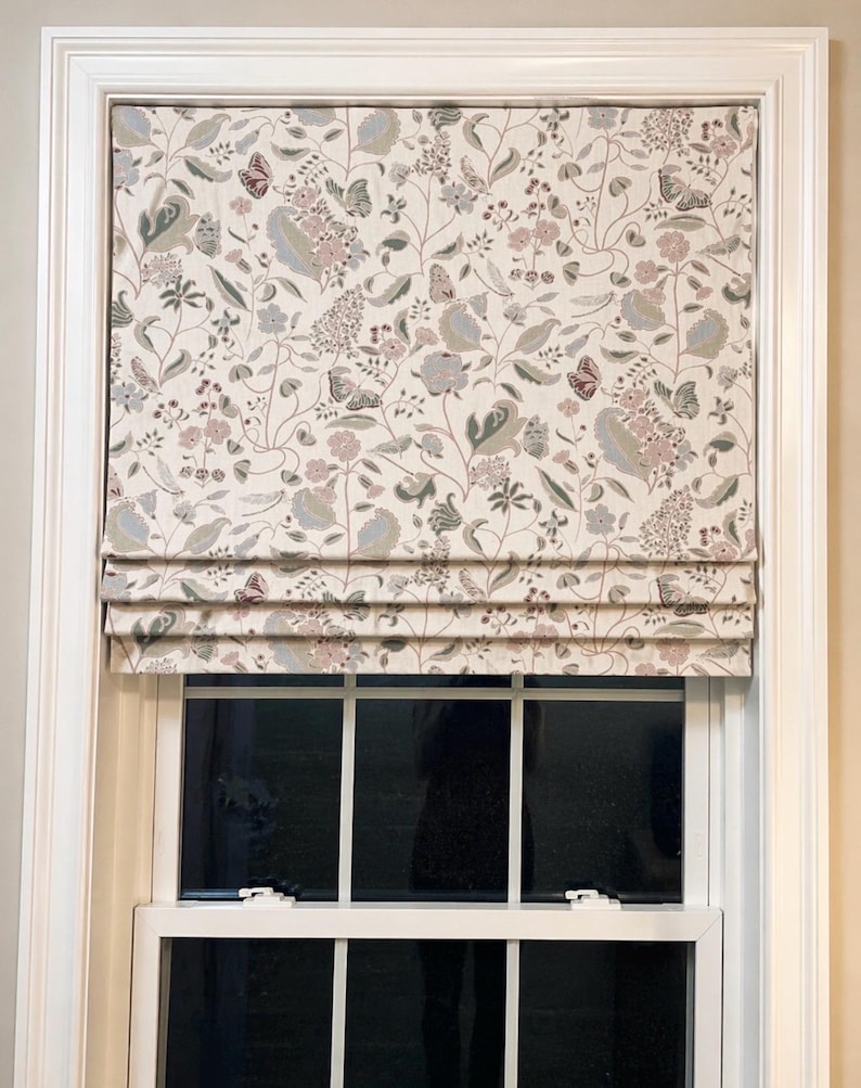 Custom Roman Shade with Ribbon Trim