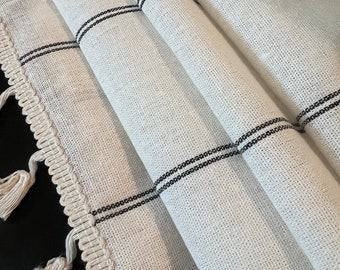 Striped Farmhouse Roman Shade In Custom Sizes!  Fabric Shown in Photo Included In This Listing!  We supply all materials