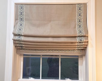 Ribbon Roman Blinds,  You provide the  fabric of your choice. Blackout Roman Shade Option