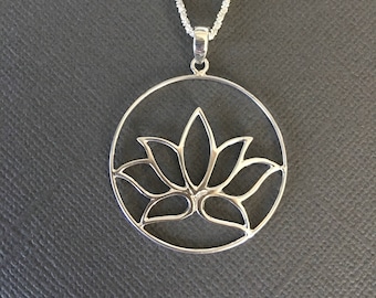 Silver lotus Flower Necklace, symbol of Purity, 925 Silver necklace, Lotus Pendant, lotus flower pendant Necklace, Gift for her, Lotus411