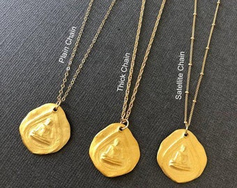 Gold Buddha pendant necklace, buddha amulet necklace, buddha Charm, protection jewelry, good luck necklace, yoga, Gift for women, Lotus411