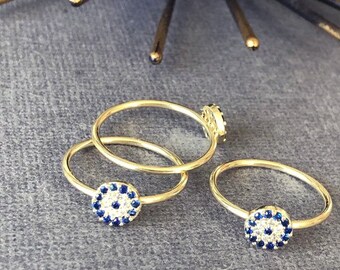 Dainty Blue Evil Eye Ring: Minimalist Protection Jewelry